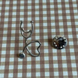 Handmade metal pin heart stethoscope